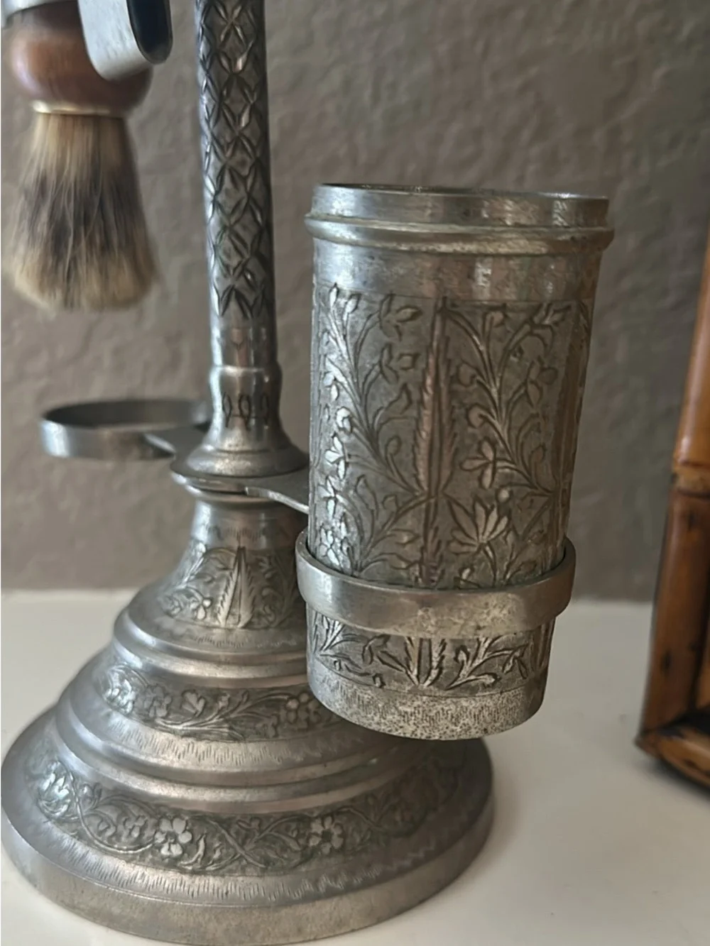 Vintage Shaving Stand and Mirror from India